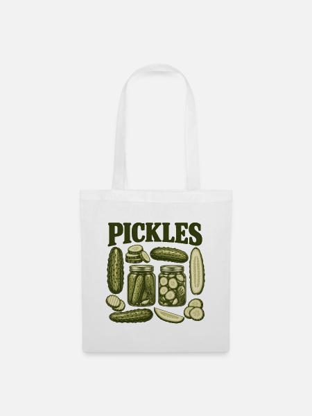 Pickles – Gurken und Einmachgläser - Stoffbeutel - Weiß