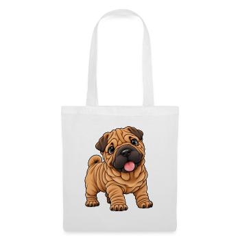 Shar Pei Kawaii Style – Süßer Faltenhund - Stoffbeutel - Weiß - Vorne