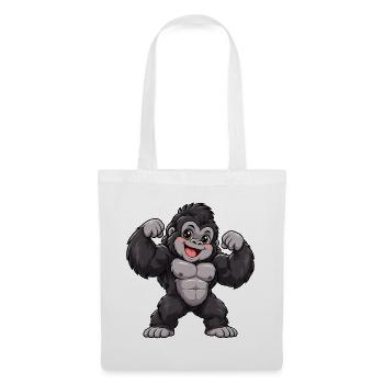 Gorilla Kawaii Style – Süßer Dschungelriese - Stoffbeutel - Weiß - Vorne