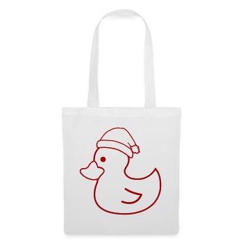 Weihnachtsente Silhouette mit Mütze - Stoffbeutel - Weiß - Vorne