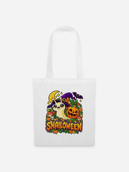 Snailoween – Kürbisschnecke - Stoffbeutel - Weiß