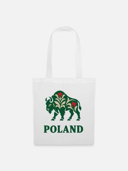 Polnische Bison-Volkskunst Polen Souvenir - Stoffbeutel - Weiß
