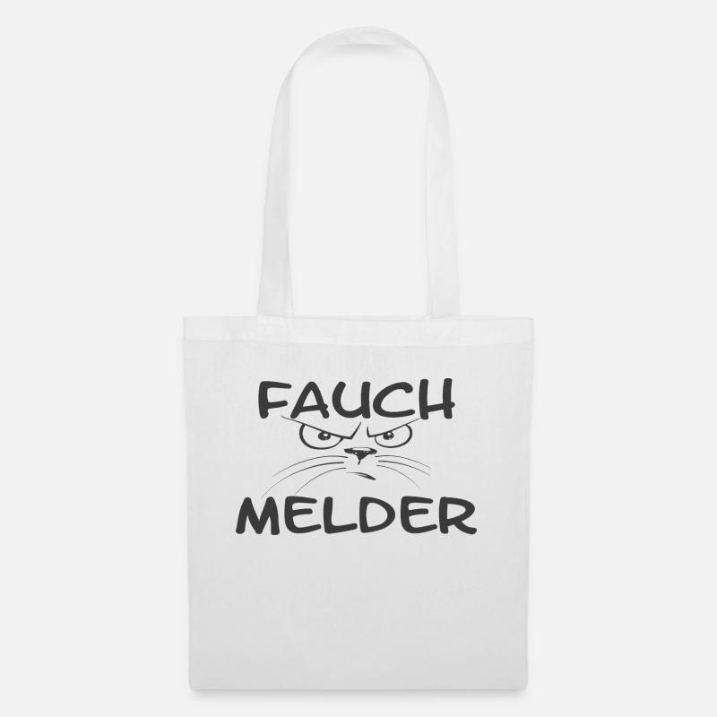 "Fauch Melder" Katze grau - Stoffbeutel - Weiß