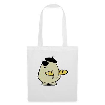 Baguette Bär Comic Geschenk - Stoffbeutel - Weiß - Vorne
