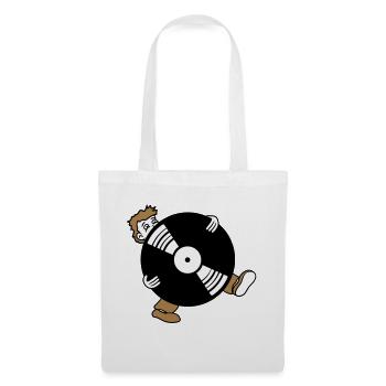 rund kreis vinyl platte dj auflegen party musik fe - Stoffbeutel - Weiß - Vorne