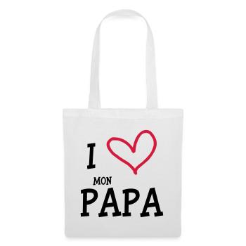 I Love mon Papa - Sac en tissu - blanc - Devant