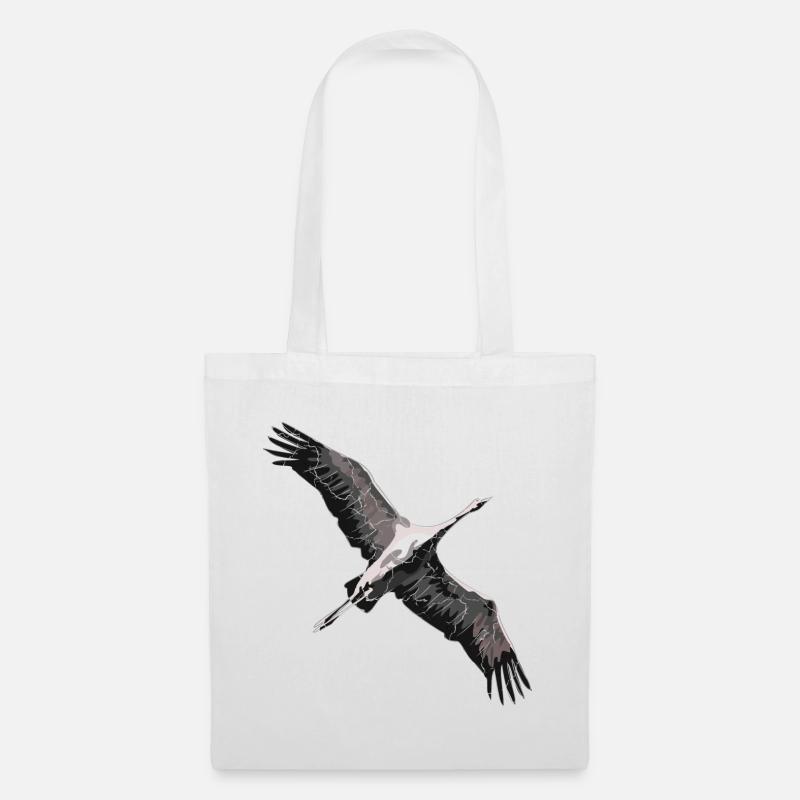 Kranich beim Flug in den Süden - Stoffbeutel - Weiß