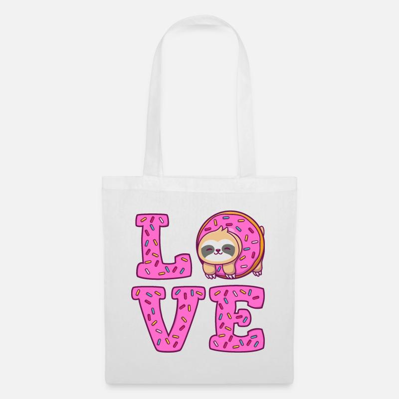 love sloth donut Faultier - Stoffbeutel - Weiß