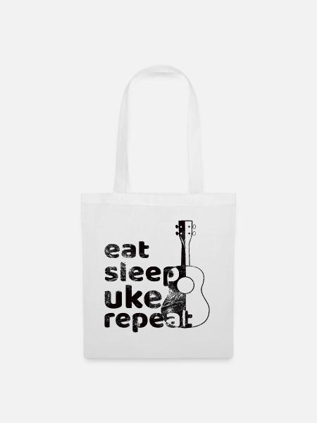 eat sleep uke repeat! schwarz - Stoffbeutel - Weiß