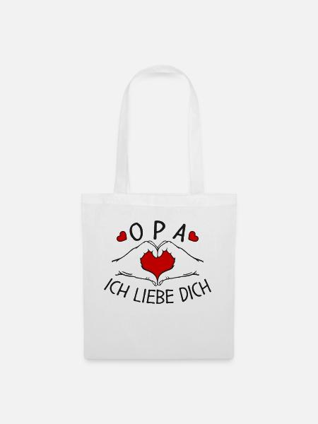 Opa ich liebe Dich - Stoffbeutel - Weiß