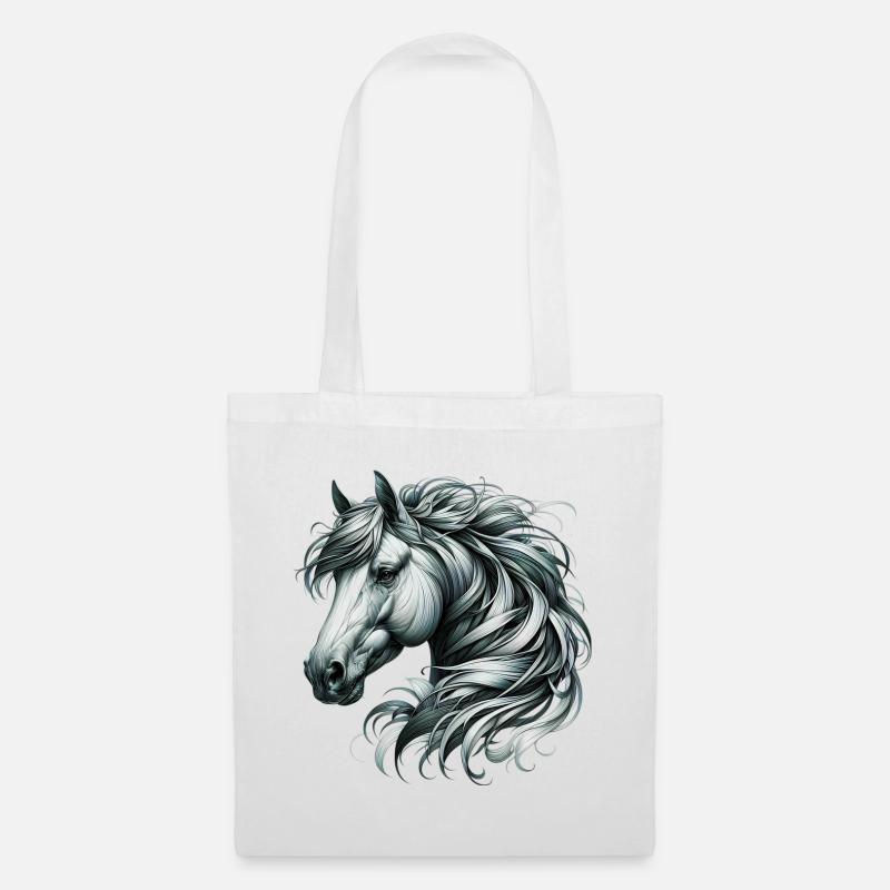 Cheval - Sac en tissu - blanc