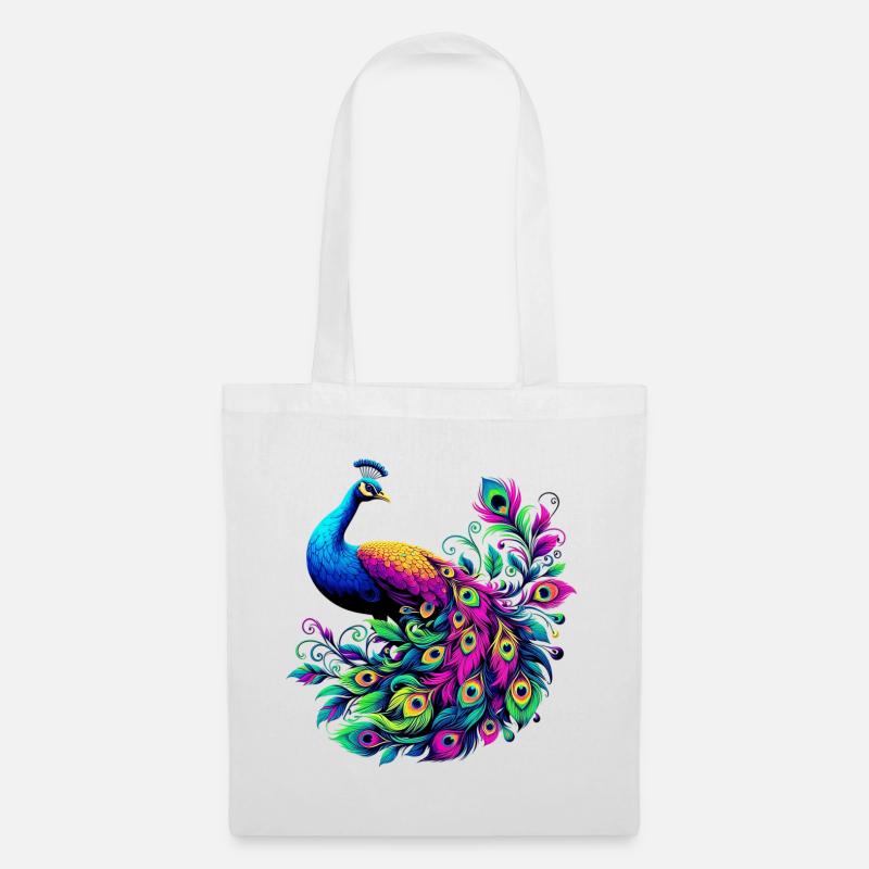 Pfau - Stoffbeutel - Weiß