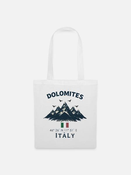 Dolomiten mit italienischer Flagge - Stoffbeutel - Weiß