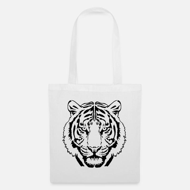 Tiger Linienkunst - Stoffbeutel - Weiß