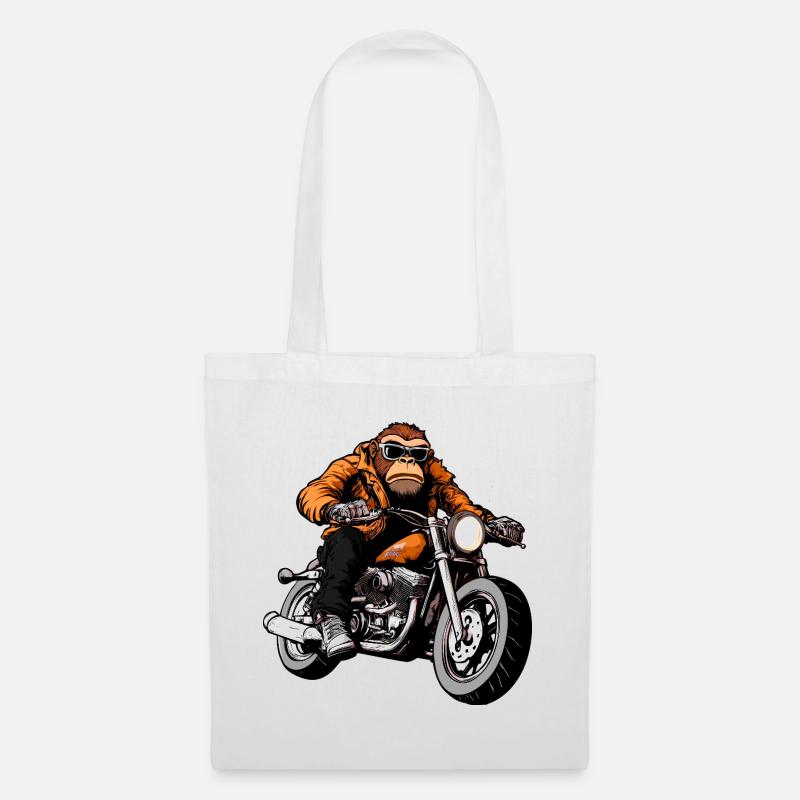 Motorrad Affe - Stoffbeutel - Weiß