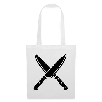 Kreuzige Kochmesser-Silhouette - Stoffbeutel - Weiß - Vorne