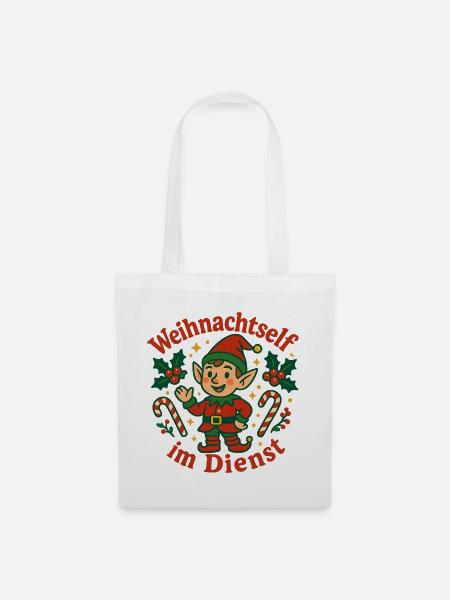 Weihnachtself im Dienst - Stoffbeutel - Weiß