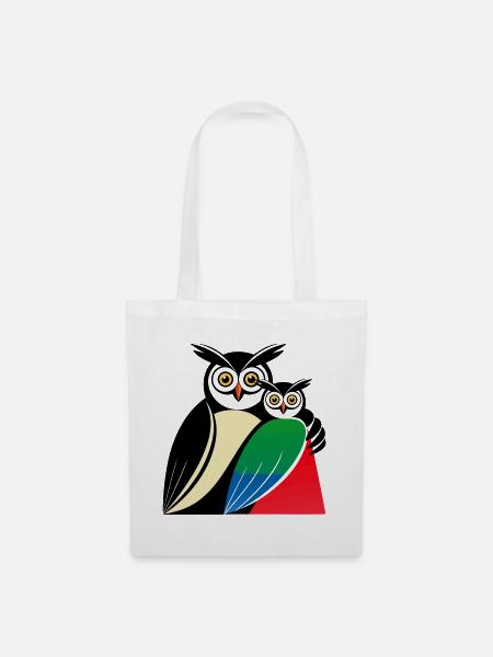Eulen Motiv - Stoffbeutel - Weiß