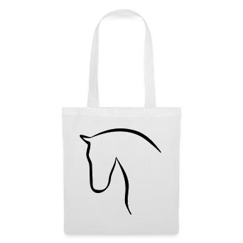 Pferd elegante Silhouette Pferdekopf - Stoffbeutel - Weiß - Vorne
