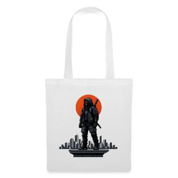 Ninja in the shadows in front of a red skyline - Tote Bag - white - Front