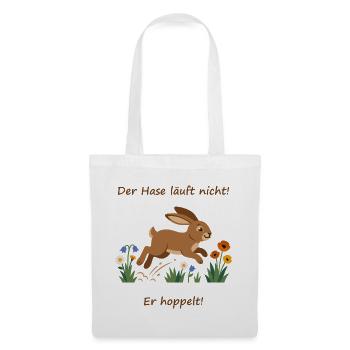 Hase im Frühlingslauf: Nicht laufen, hoppeln! - Stoffbeutel - Weiß - Vorne
