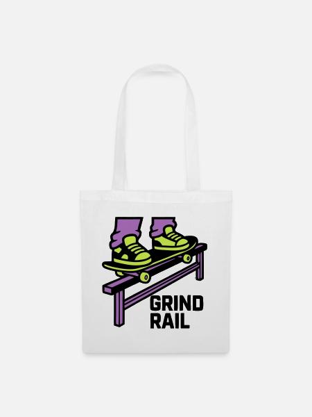 Skateboard Grind Rail Logo - Stoffbeutel - Weiß