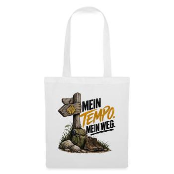 Mein Tempo. Mein Weg. – Buen Camino - Stoffbeutel - Weiß - Vorne