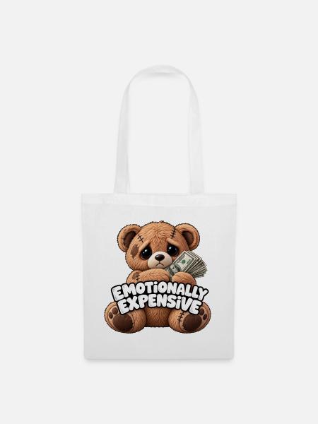 Emotionally Expensive Plüschbär - Stoffbeutel - Weiß