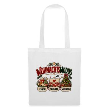Weihnachtsmodus – Essen Schlafen Wiederholen Motiv - Stoffbeutel - Weiß - Vorne