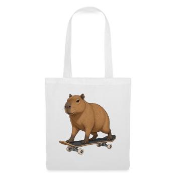 Capybara auf Skateboard - Stoffbeutel - Weiß - Vorne