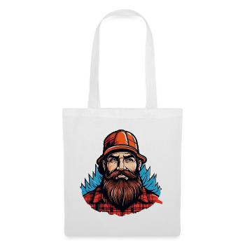 Lumberjack mit rotem Flanell - Stoffbeutel - Weiß - Vorne