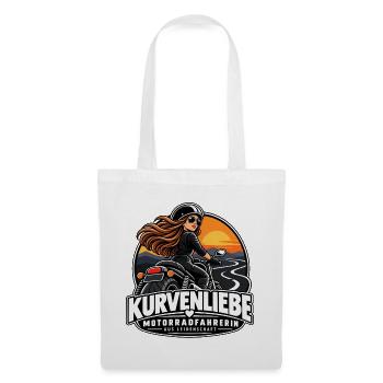 Kurvenliebe Motorradfahrerin Sunset - Stoffbeutel - Weiß - Vorne