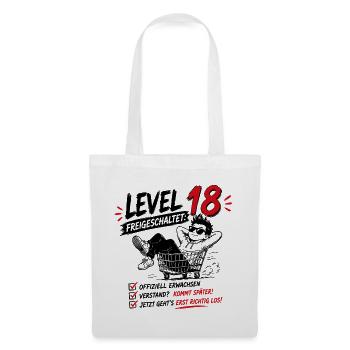 Level 18 Freigeschaltet Volljährig Geburtstag - Stoffbeutel - Weiß - Vorne