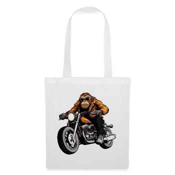 Motorrad Affen - Stoffbeutel - Weiß - Vorne