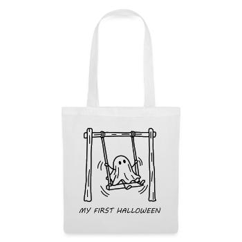 My First Halloween - Süßes Gespenst auf Schaukel - Stoffbeutel - Weiß - Vorne