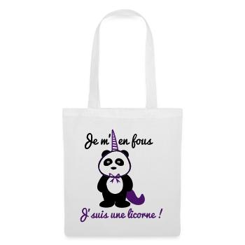Je m'en fous j'suis une licorne - Panda citations - Sac en tissu - blanc - Devant