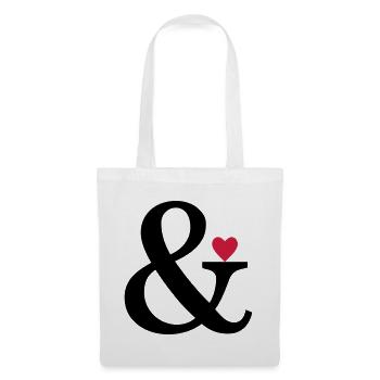 Ampersand Herz - Liebe Geschenk Zeichen der Liebe - Stoffbeutel - Weiß - Vorne