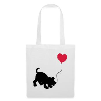 hund mit Luftballon - herz doglover - Kindermotiv - Stoffbeutel - Weiß - Vorne