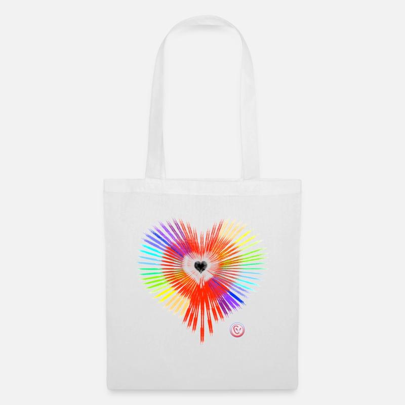 Regenbogen Herz - Stoffbeutel - Weiß