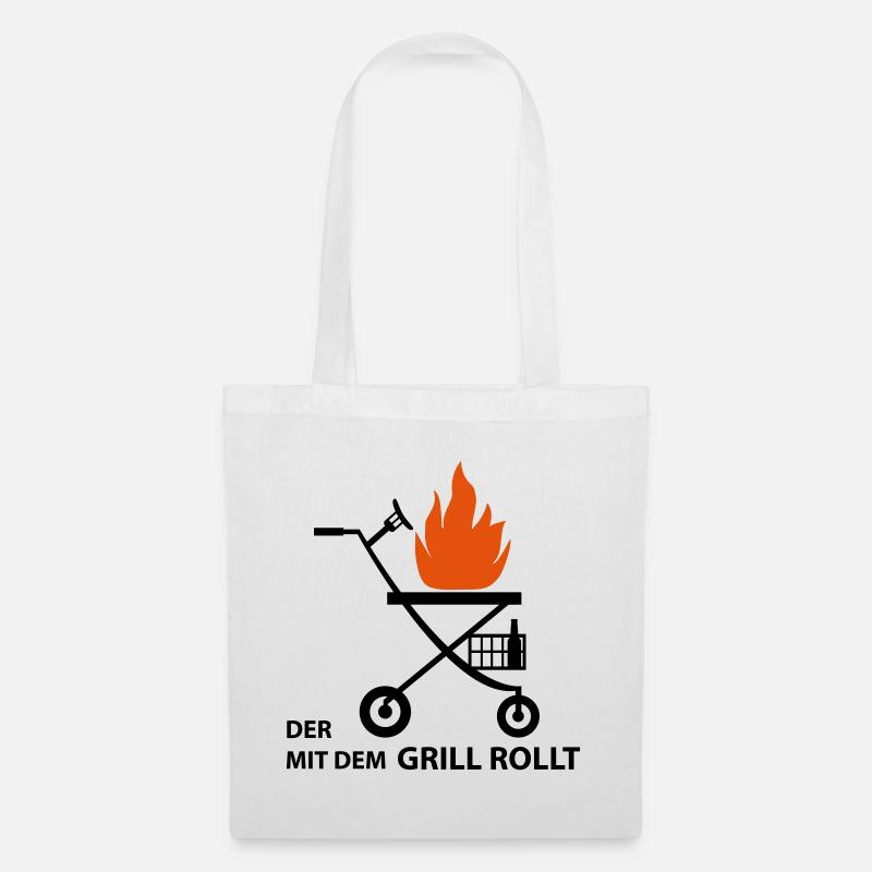 Rollator mit Grill – Geschenk für Opa - JGA - Stoffbeutel - Weiß