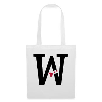 Capital lettre W avec des coeurs - Sac en tissu - blanc - Devant
