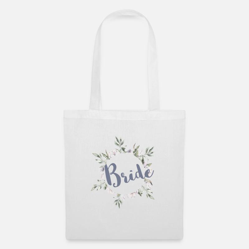 Vert de la mariée et mariée en fleurs - Sac en tissu - blanc