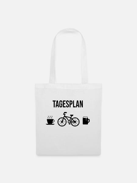 Fahrradfahrer Fahrrad Tagesplan Geschenkidee - Stoffbeutel - Weiß