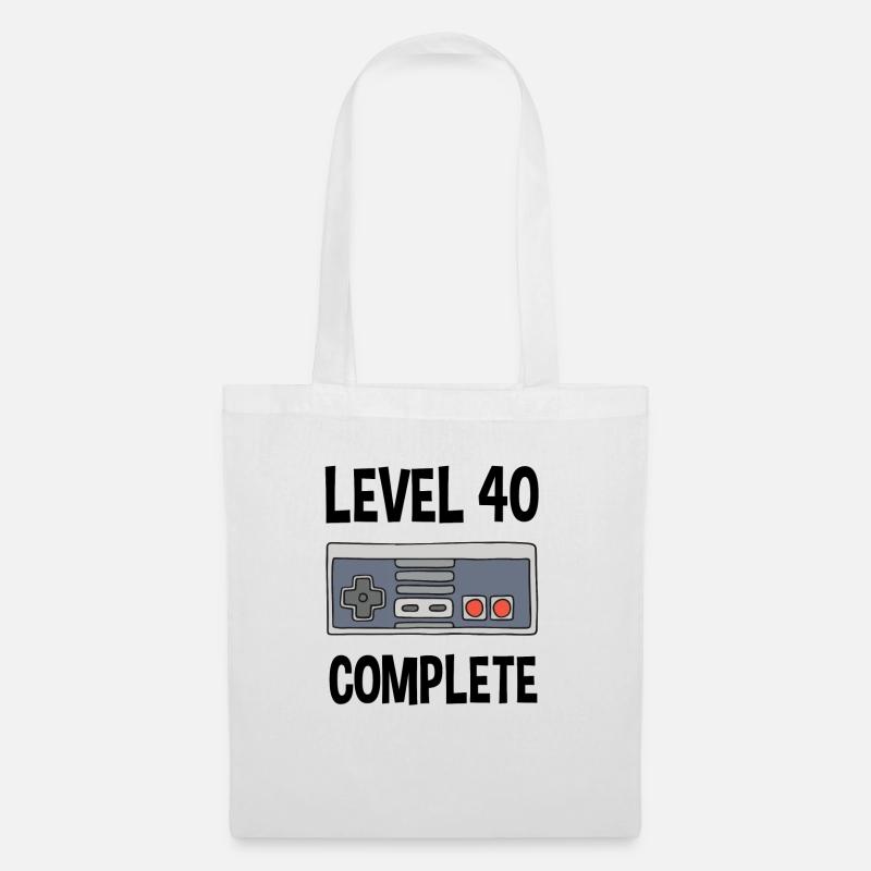 Level 40 Complete 40. Geburtstag Retrogaming - Stoffbeutel - Weiß