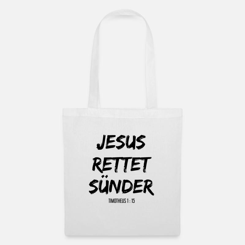 Jesus rettet Sünder Timotheus 1,15 Bibelvers - Stoffbeutel - Weiß