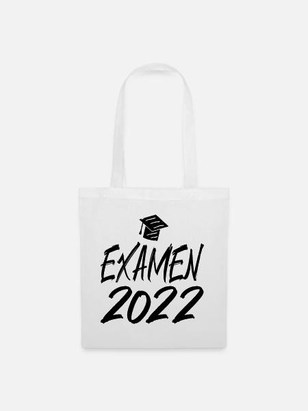 Abschluss Examen 2022 Hut Pinselschrift - Stoffbeutel - Weiß