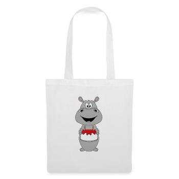 NILPFERD - FLUSSPFERD - HIPPO - GEBURTSTAG - KIND - Stoffbeutel - Weiß - Vorne