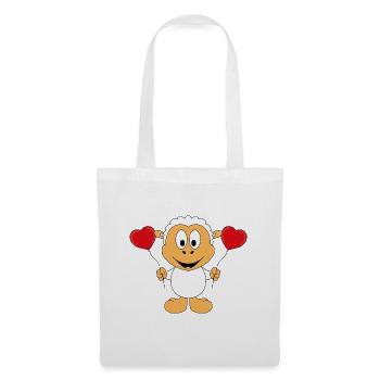 SCHAF - LIEBE - LUFTBALLONS - HERZEN - TIER - BABY - Stoffbeutel - Weiß - Vorne