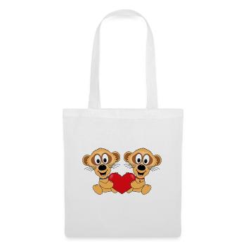 ERDMÄNNCHEN - LIEBE - TIERE - KINDER - BABY - Stoffbeutel - Weiß - Vorne
