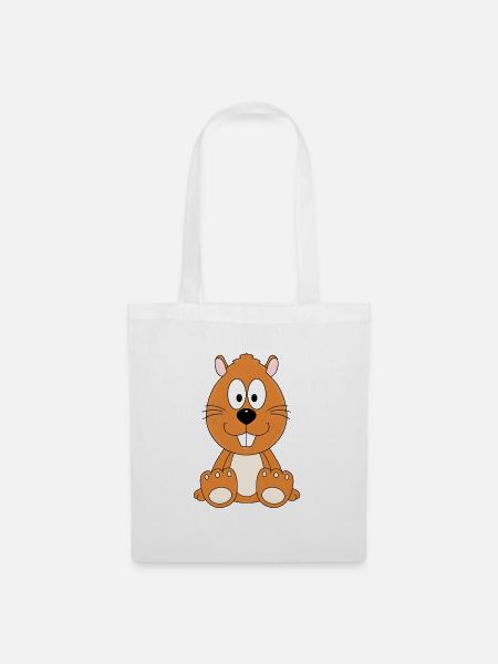 BIBER - OTTER - MARDER - TIER - KIND - BABY - Stoffbeutel - Weiß